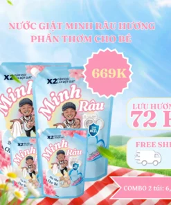Combo 4 Túi Nước Giặt Minh Râu Hương Phấn Thơm - Tiết Kiệm Cho Gia Đình - Nước Giặt xả 2 trong 1
